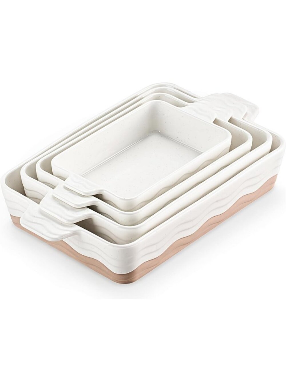 Set of 4 Ceramic Casserole Dishes for Oven Baking - Khaki Kitchen Essentials